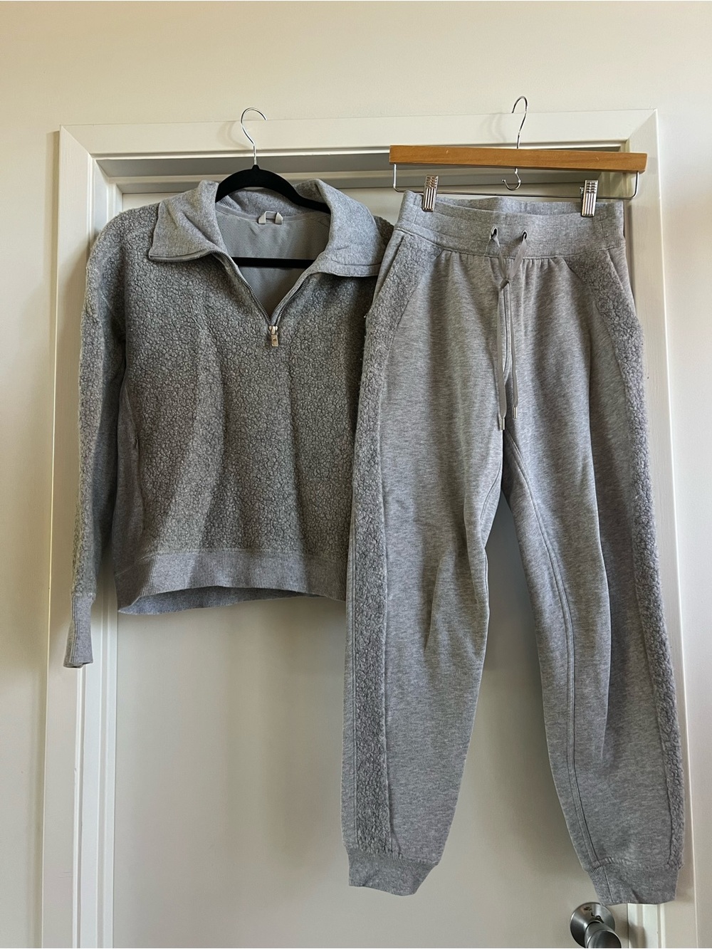 lululemon athletica Heather Gray Sherpa Half-Zip Pullover & Joggers Set